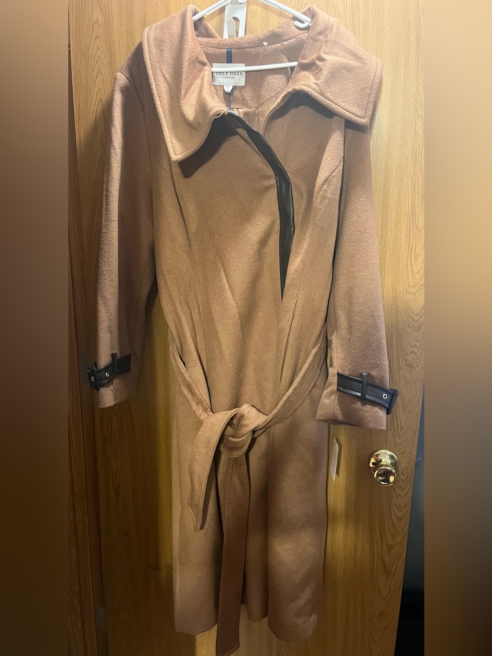 NWT Cole Haan Camel Brown Wrap Belted Coat RETAIL $520